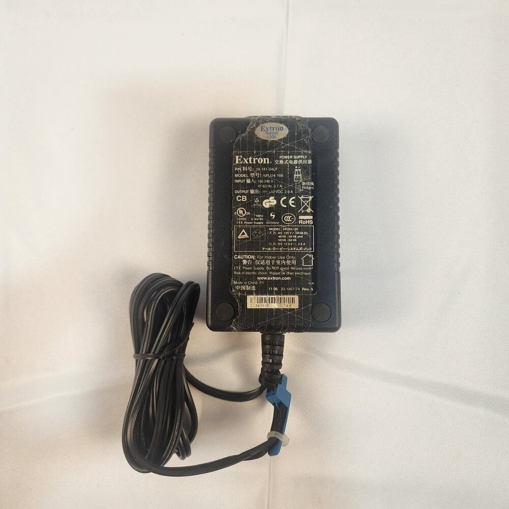 Extron Electronics Power Supply 28-181-04LF, Model SPU24-106, Output 12VDC, 2.0A